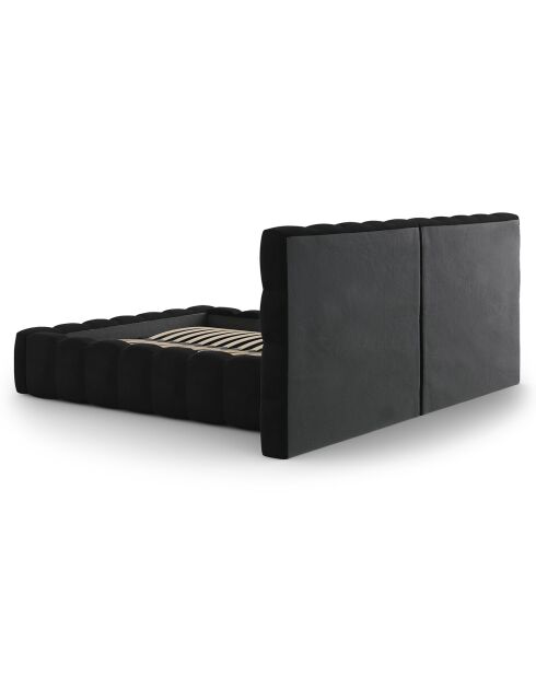Lit avec coffre de rangement Bali Velours noir - 140x200 cm