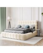 Lit avec coffre de rangement Bali Velours beige clair - 160x200 cm