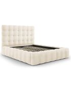 Lit avec coffre de rangement Bali Velours beige clair - 160x200 cm