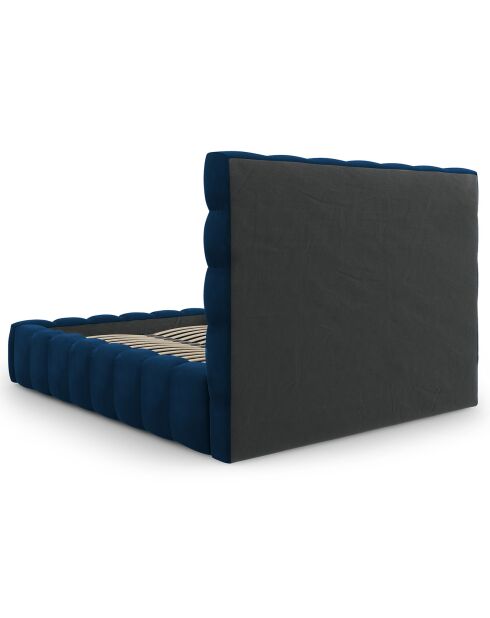 Lit avec coffre de rangement Bali Velours bleu roi - 160x200 cm