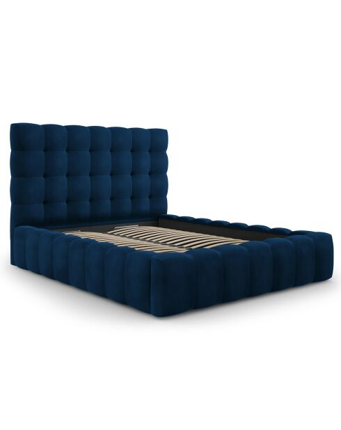 Lit avec coffre de rangement Bali Velours bleu roi - 160x200 cm
