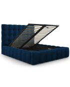 Lit avec coffre de rangement Bali Velours bleu roi - 160x200 cm