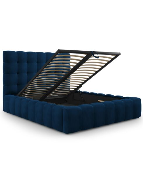 Lit avec coffre de rangement Bali Velours bleu roi - 160x200 cm