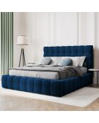 Lit avec coffre de rangement Bali Velours bleu roi - 160x200 cm
