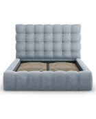 Lit avec coffre de rangement Bali Velours bleu clair - 160x200 cm