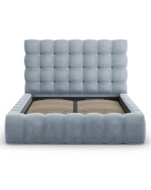 Lit avec coffre de rangement Bali Velours bleu clair - 160x200 cm