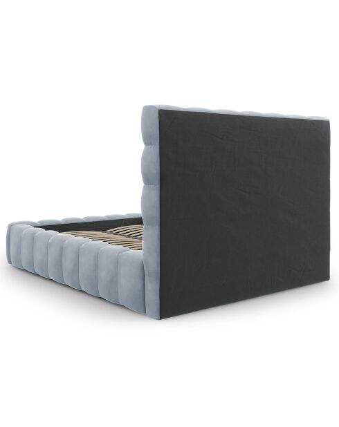 Lit avec coffre de rangement Bali Velours bleu clair - 160x200 cm