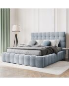 Lit avec coffre de rangement Bali Velours bleu clair - 160x200 cm
