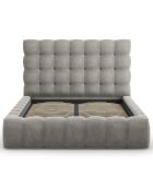 Lit avec coffre de rangement Bali Velours gris clair - 160x200 cm