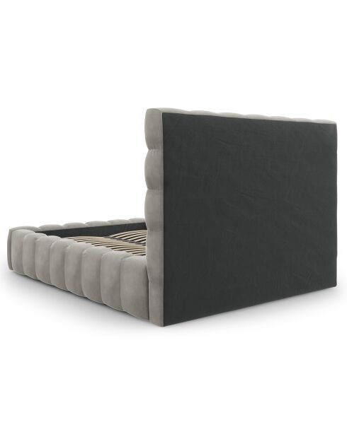 Lit avec coffre de rangement Bali Velours gris clair - 160x200 cm