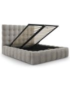 Lit avec coffre de rangement Bali Velours gris clair - 160x200 cm