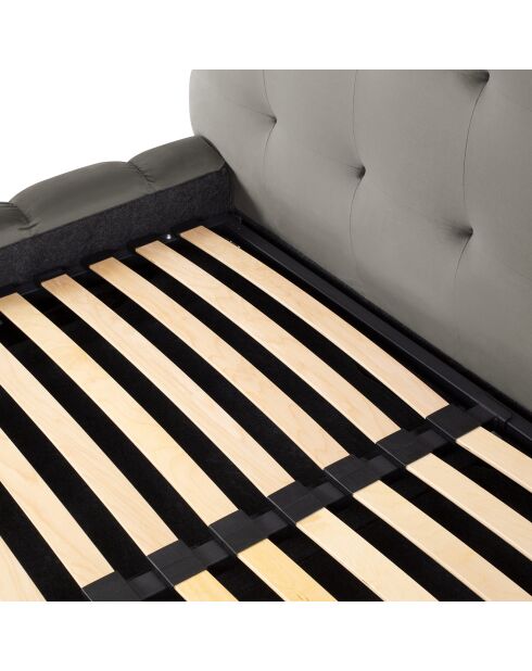 Lit avec coffre de rangement Bali Velours gris clair - 160x200 cm