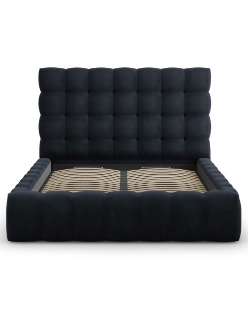 Lit avec coffre de rangement Bali Velours bleu foncé - 160x200 cm