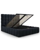 Lit avec coffre de rangement Bali Velours bleu foncé - 160x200 cm