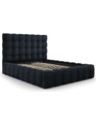 Lit avec coffre de rangement Bali Velours bleu foncé - 160x200 cm