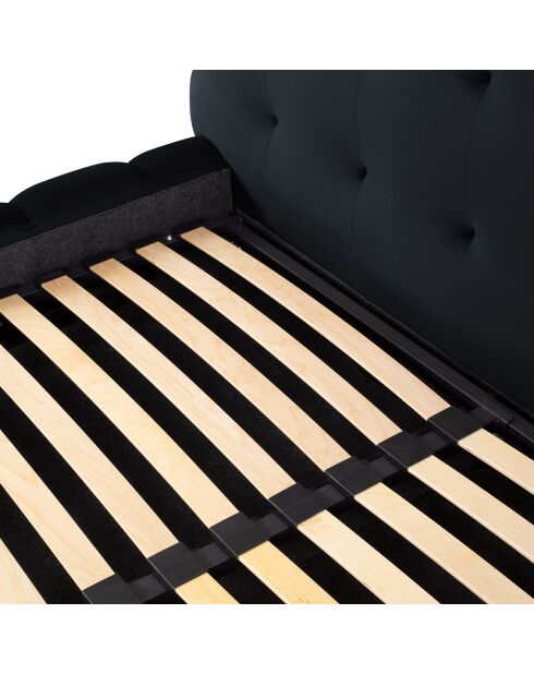 Lit avec coffre de rangement Bali Velours bleu foncé - 160x200 cm