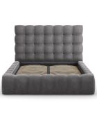 Lit avec coffre de rangement Bali Velours gris - 160x200 cm