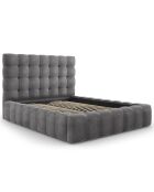 Lit avec coffre de rangement Bali Velours gris - 160x200 cm