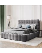 Lit avec coffre de rangement Bali Velours gris - 160x200 cm