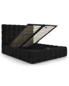 Lit avec coffre de rangement Bali Velours noir - 160x200 cm