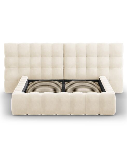 Lit avec coffre de rangement Bali Velours beige clair - 160x200 cm