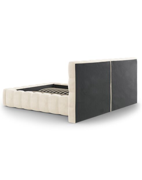 Lit avec coffre de rangement Bali Velours beige clair - 160x200 cm