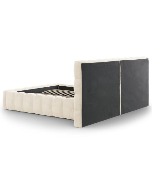 Lit avec coffre de rangement Bali Velours beige clair - 160x200 cm