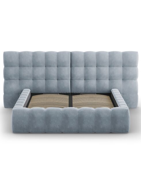 Lit avec coffre de rangement Bali Velours bleu clair - 160x200 cm