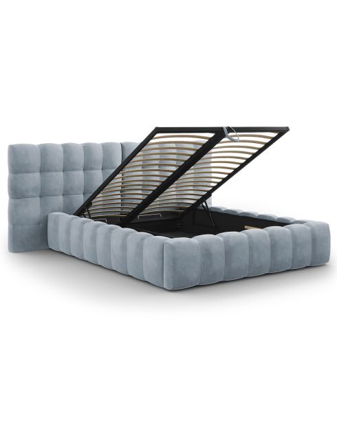 Lit avec coffre de rangement Bali Velours bleu clair - 160x200 cm