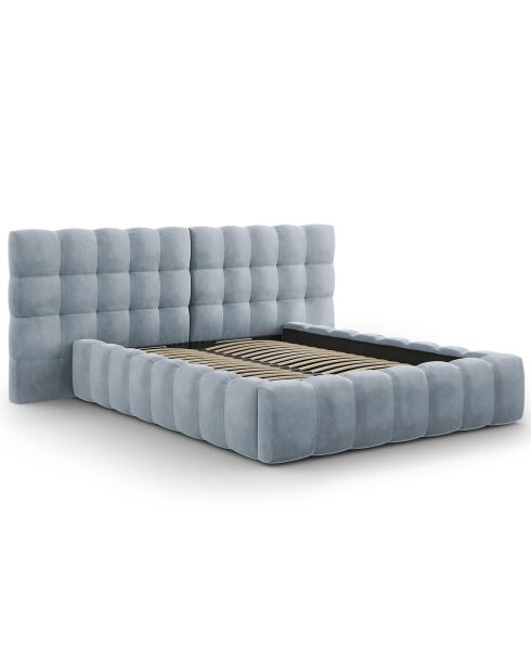 Lit avec coffre de rangement Bali Velours bleu clair - 160x200 cm
