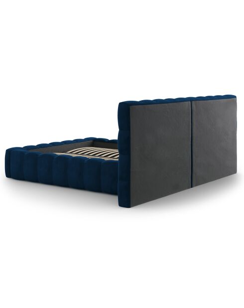 Lit avec coffre de rangement Bali Velours bleu roi - 160x200 cm