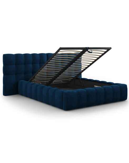 Lit avec coffre de rangement Bali Velours bleu roi - 160x200 cm