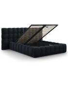 Lit avec coffre de rangement Bali Velours bleu foncé - 160x200 cm