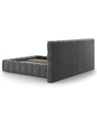 Lit avec coffre de rangement Bali Velours gris - 160x200 cm