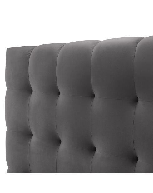 Lit avec coffre de rangement Bali Velours gris - 160x200 cm