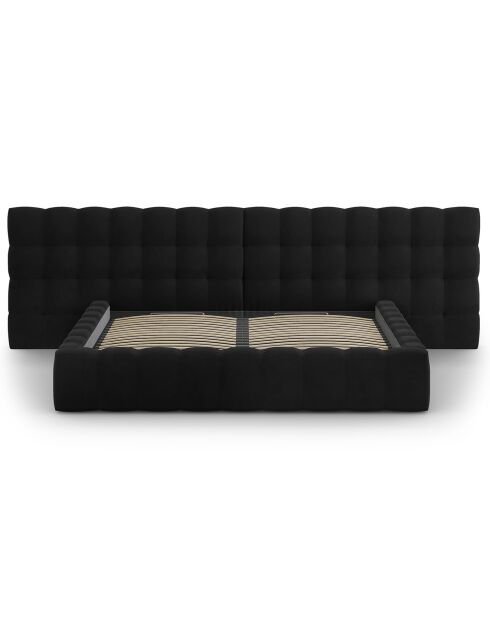 Lit avec coffre de rangement Bali Velours noir - 200x200 cm