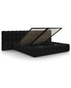 Lit avec coffre de rangement Bali Velours noir - 200x200 cm