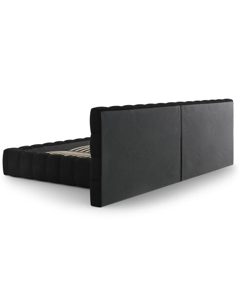 Lit avec coffre de rangement Bali Velours noir - 200x200 cm