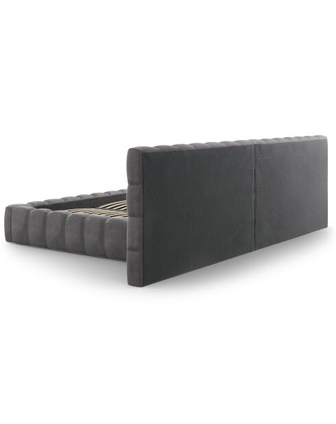 Lit avec coffre de rangement Bali Velours gris - 200x200 cm