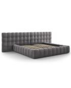 Lit avec coffre de rangement Bali Velours gris - 200x200 cm