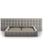 Lit avec coffre de rangement Bali Velours gris clair - 200x200 cm