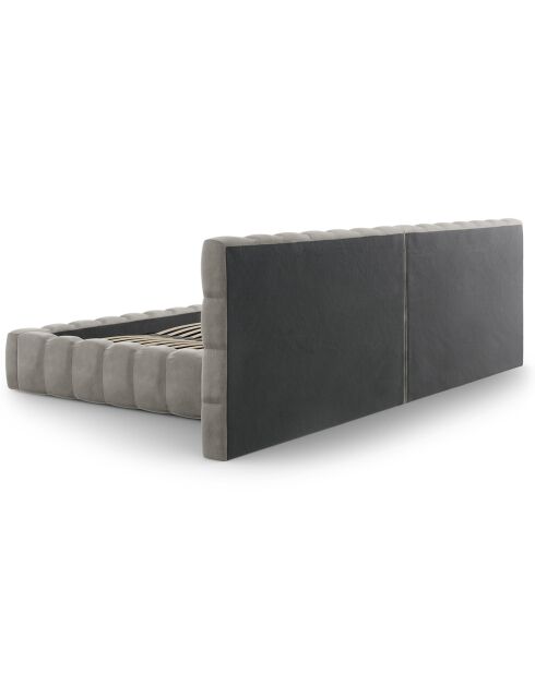 Lit avec coffre de rangement Bali Velours gris clair - 200x200 cm