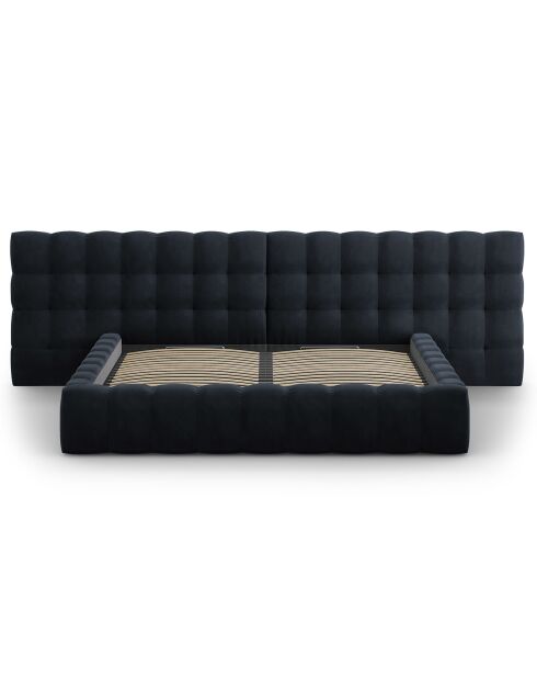 Lit avec coffre de rangement Bali Velours bleu foncé - 200x200 cm