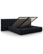 Lit avec coffre de rangement Bali Velours bleu foncé - 200x200 cm