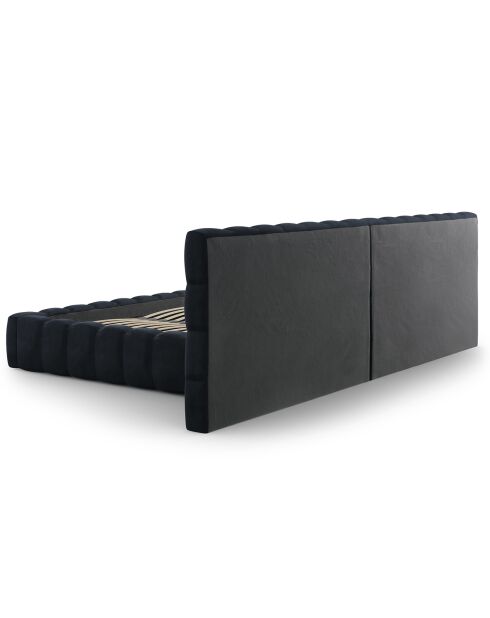 Lit avec coffre de rangement Bali Velours bleu foncé - 200x200 cm