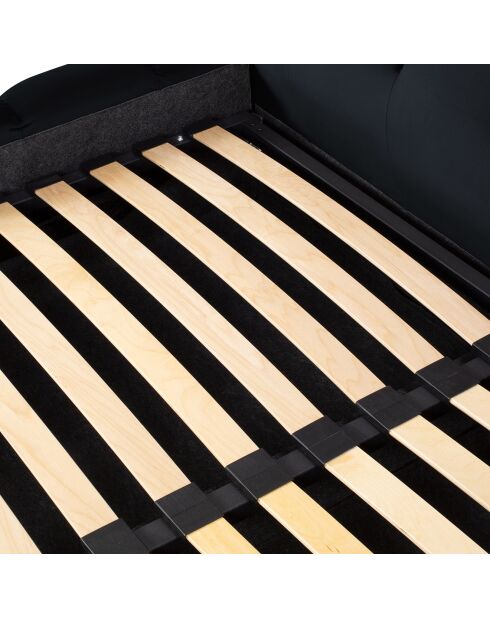 Lit avec coffre de rangement Bali Velours bleu foncé - 200x200 cm