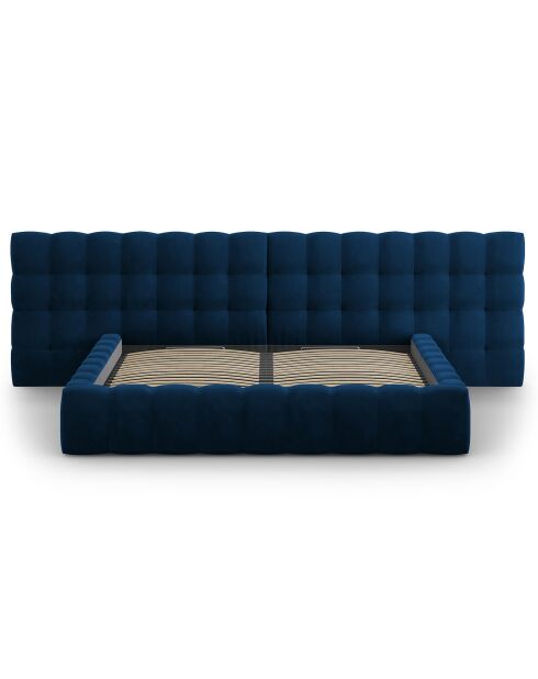 Lit avec coffre de rangement Bali Velours bleu roi - 200x200 cm
