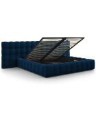 Lit avec coffre de rangement Bali Velours bleu roi - 200x200 cm
