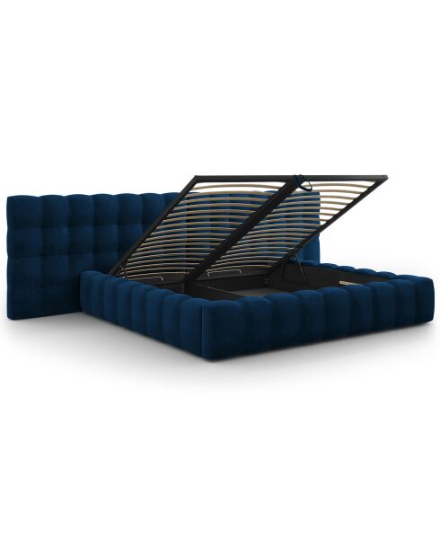 Lit avec coffre de rangement Bali Velours bleu roi - 200x200 cm