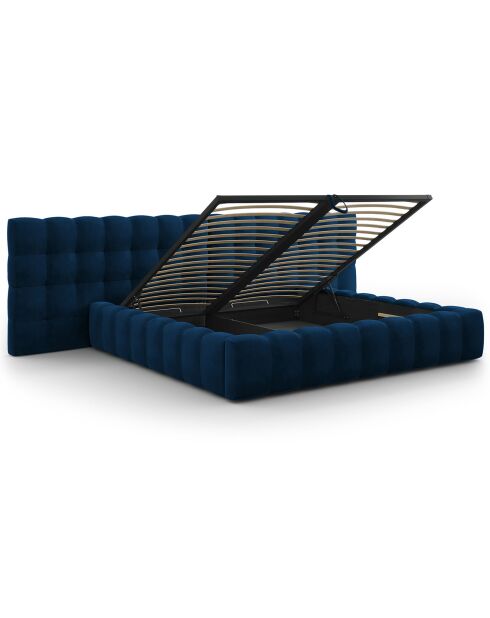 Lit avec coffre de rangement Bali Velours bleu roi - 200x200 cm